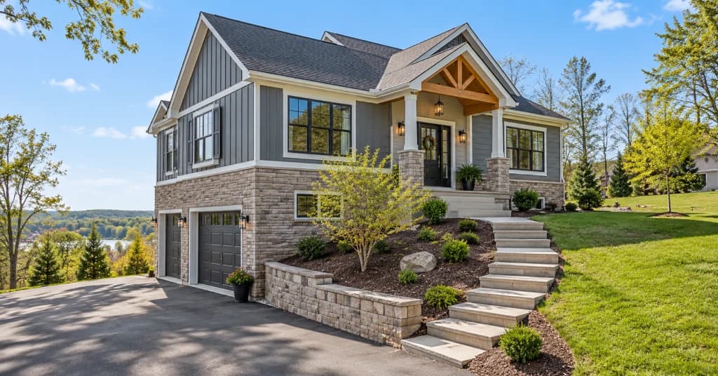 A colonial-style Amherst house with a landscaped lawn